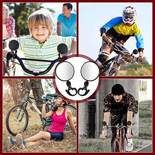 Linist 4 Pieces Convex Bicycle Mirror and Bicycle Light Set, 2 Pieces Bicycle Rear View Mirrors and 2 Pieces USB Rear Bicycle Lights Adjustable Rotatable Bicycle Convex Plastic Mirror - Image 5