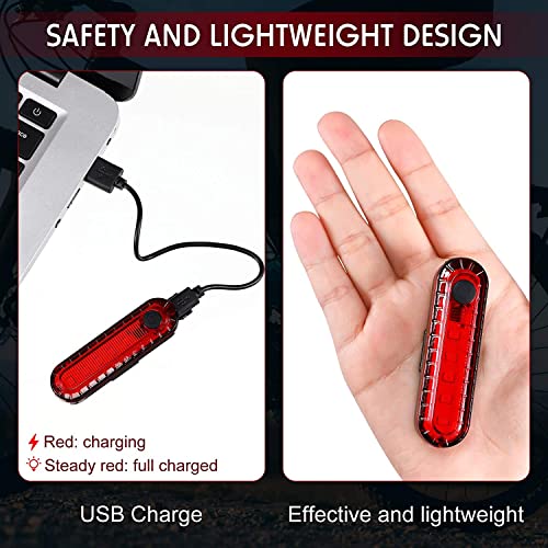 Linist 4 Pieces Convex Bicycle Mirror and Bicycle Light Set, 2 Pieces Bicycle Rear View Mirrors and 2 Pieces USB Rear Bicycle Lights Adjustable Rotatable Bicycle Convex Plastic Mirror - Image 4