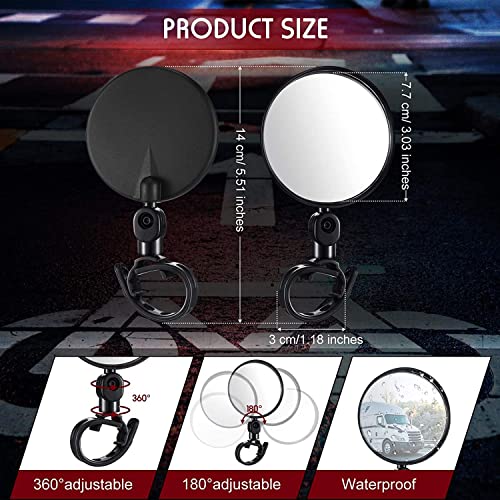 Linist 4 Pieces Convex Bicycle Mirror and Bicycle Light Set, 2 Pieces Bicycle Rear View Mirrors and 2 Pieces USB Rear Bicycle Lights Adjustable Rotatable Bicycle Convex Plastic Mirror - Image 2