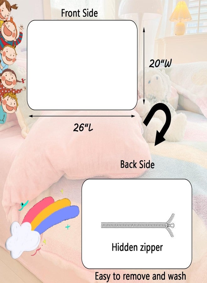 MorroMorn أغطية وسائد زخرفية مورومورن باللون الوردي كاواي، عبوتان من أغطية الوسائد الفخمة بحجم قياسي، أغطية وسائد ناعمة وفروية مع إغلاق بسحاب لتزيين غرفة الفتيات (حب قوس قزح، قياسي) - Image 3