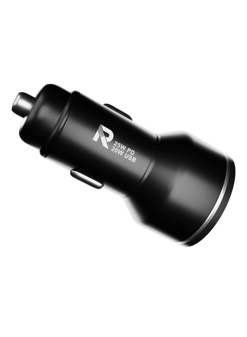 RAFFAE 25W PD Fast Car Charger GaN Technology Dual Ports USB A, Type C Charger Compatible With iPhone 15/15 Plus/15 Pro/15 Pro Max/14/13/12/11, Samsung, OnePlus, Huawei- Black - Image 4