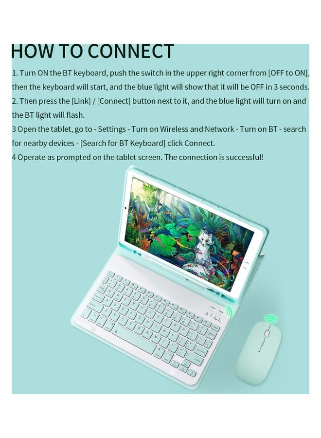 NIBEMINENT Tablet Wireless Keyboard and Mouse Combo Ultra-slim Design Green  - Image 4