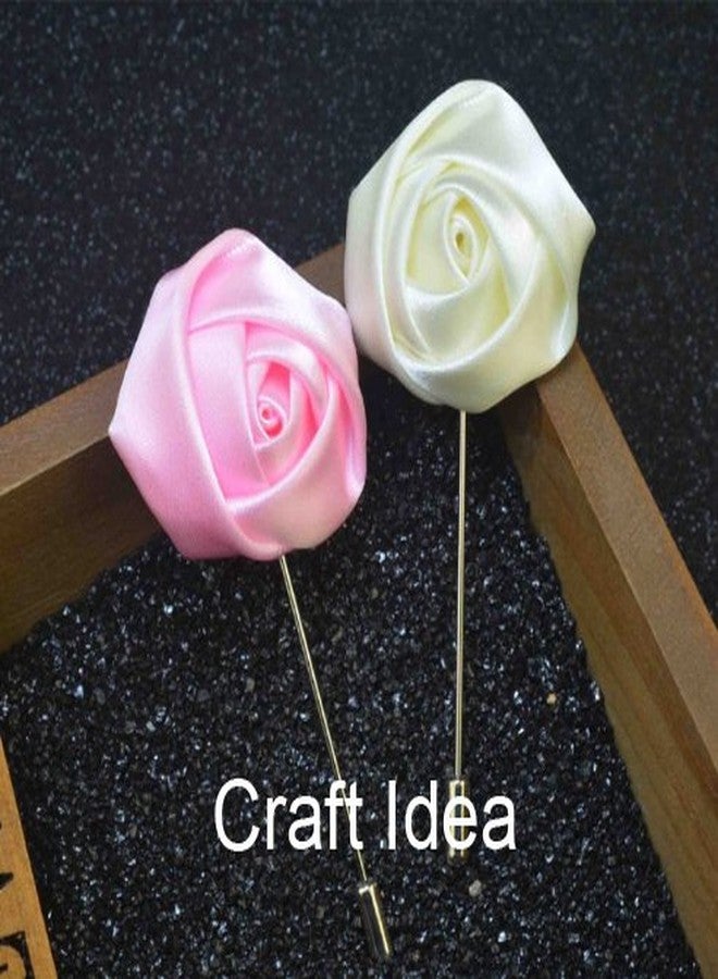 YY كرافت مجموعة YYCRAFT من 20 وردة ساتان رباعية الأبعاد مقاس 2 بوصة، باقة زفاف للعروس، لون عاجي - Image 3