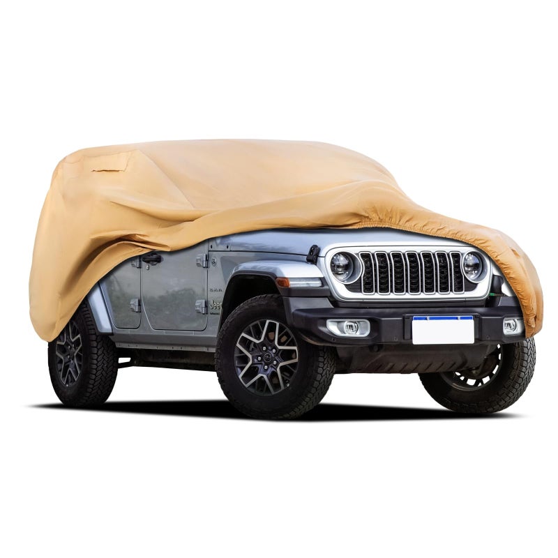 JURMON Heavy Duty Outdoor Car Cover Custom Fit for Jeep Wrangler 4 Door Windproof All Weather Waterproof Sun Rain UV Dust Snow Protection Outdoor Car Covers