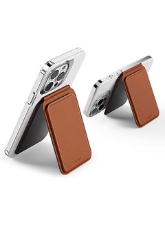 MOFT Magsafe Wallet Card Holder, Adjustable Magnetic Wallet Stand With Open Id Window, Quick Access Flash Phone Stand For Iphone 14/13/12 Series, 2 Card Holder, Brown  - Image 1