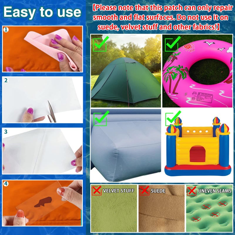 Tikfoam 7ft Inflatable Repair Patch Kit for Bounce House, Pool, Tent, Canvas, Canopy, Pool Floats, Air Bed Mattress, 3.15 in x 7 ft Roll, Waterproof - Image 4