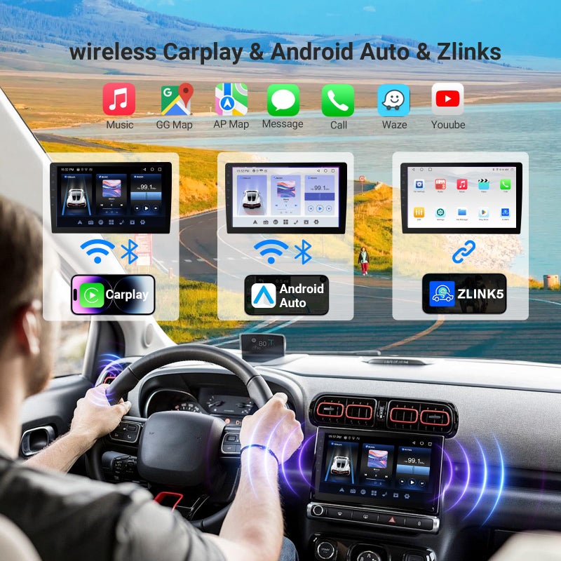 Haudio Haudio Double Din Android 13 Car Stereo - 9" HD Touchscreen with Wireless CarPlay & 14-Band DSP, 50W×4 Hi-Fi, Dual USB/DVR, GPS | Plug & Play for 99% Cars 2010-2023 - Image 2