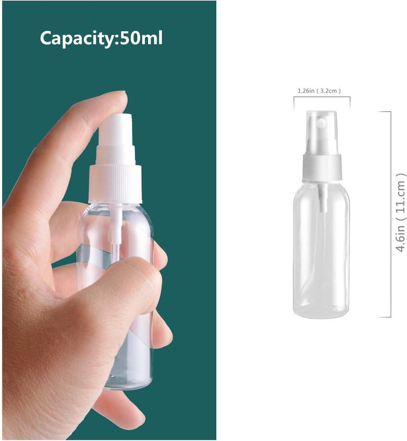 GJT 2oz/50ml Plastic Spray Bottles, Plastic Spray Clear Empty Fine Mist Plastic Mini Travel Bottle Set Bottles Refillable Liquid Containers 6 Pack - Image 2