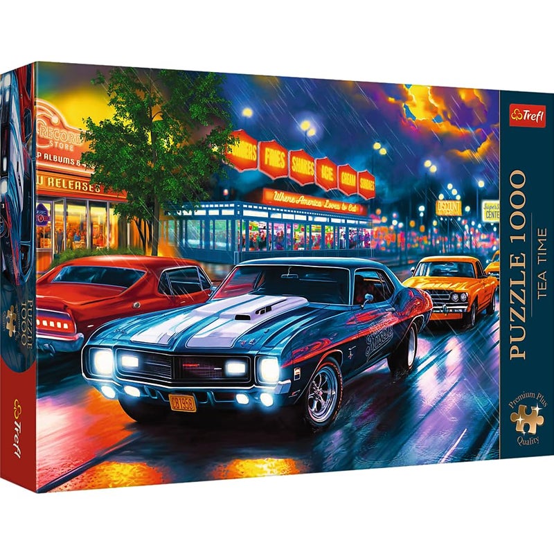 Trefl Night Drive 1000 Jigsaw Puzzle, Premium Plus, Tea Time 27"x19" A Series of Painted Nostalgic Pictures, Perfect Matching of Elements, for Adults and Children from 14 Years Old - Image 1