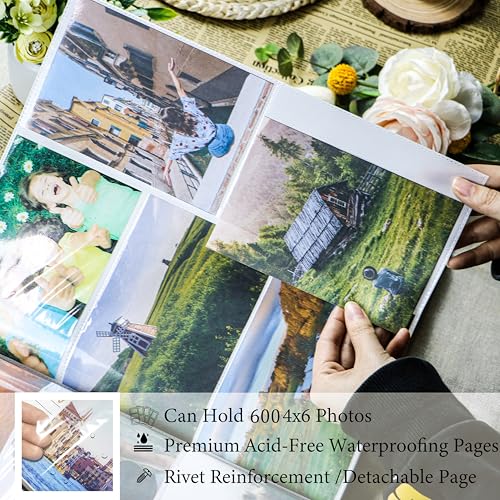 Holoary Photo Album 4x6 600 Photos 5 Pictures Per Page, 4”x6” Picture Album, Linen Fabric Cover Big Picture Book for Photos, 4x6 Photo Albums for Family Weddings Travel Memories(Dark Green) - Image 4