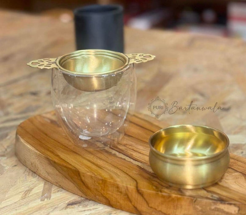 PURI Bartanwala - Brass Traditional Indian Tea Strainer- Matt Finish - Image 4