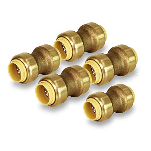 SUPPLYGIANT VQTD125 Straight Coupling Pipe Fittings Push to Connect Pex Copper CPVC 12 Inch Brass Pack of 5 - Image 3