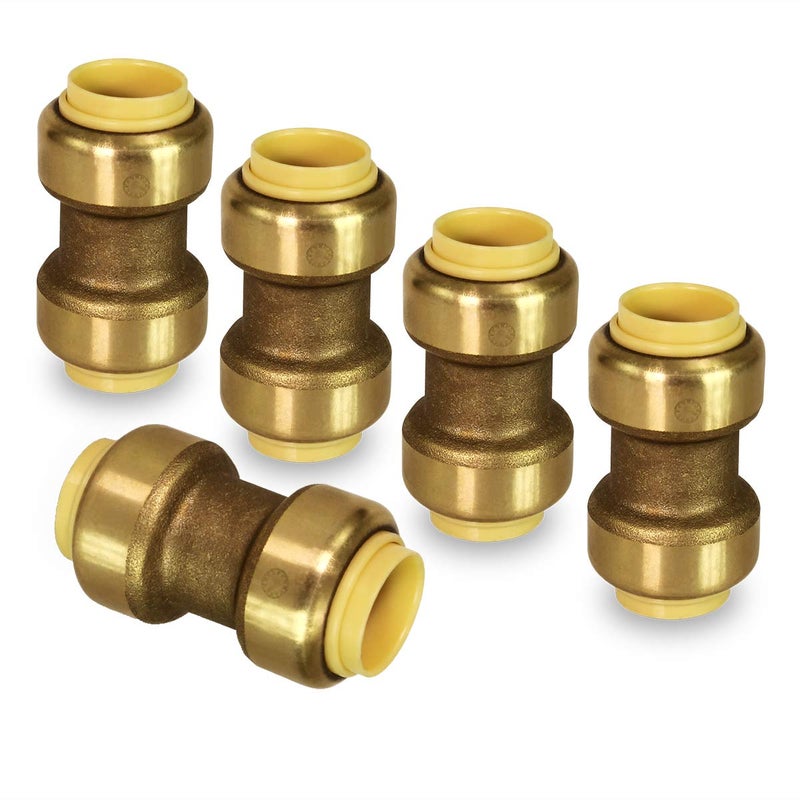 SUPPLYGIANT VQTD125 Straight Coupling Pipe Fittings Push to Connect Pex Copper CPVC 12 Inch Brass Pack of 5 - Image 2