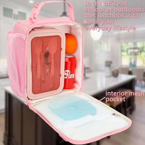 FlowFly Kids Lunch box Insulated Soft Bag Mini Cooler Back to School Thermal Meal Tote Kit for Girls Boys GlitterUnicorn - Image 3