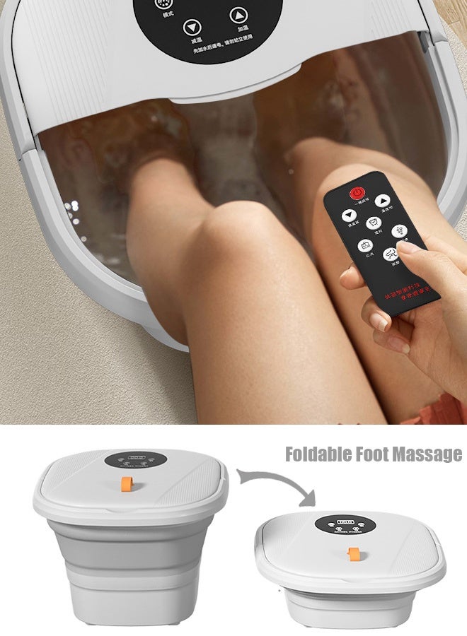 TAPIT Collapsible Foot Spa Bath with Heat Foot Massager with Two Side Supports Leakage Protector Temperature Control Bubbles Red Light Timer Feet Spa Tub Feet Soaker(White) - Image 1