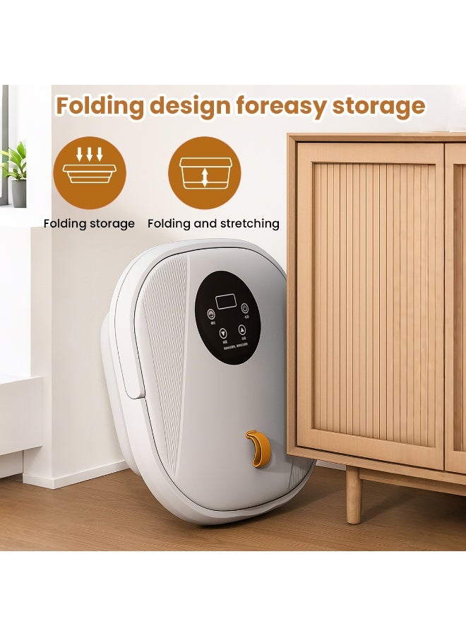 TAPIT Collapsible Foot Spa Bath with Heat Foot Massager with Two Side Supports Leakage Protector Temperature Control Bubbles Red Light Timer Feet Spa Tub Feet Soaker(White) - Image 2