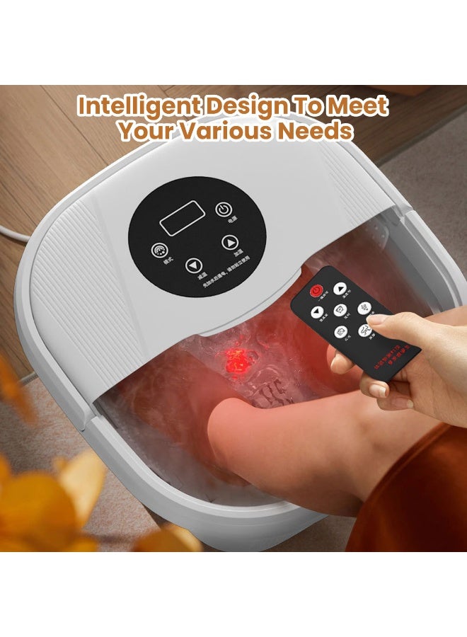 TAPIT Collapsible Foot Spa Bath with Heat Foot Massager with Two Side Supports Leakage Protector Temperature Control Bubbles Red Light Timer Feet Spa Tub Feet Soaker(White) - Image 4