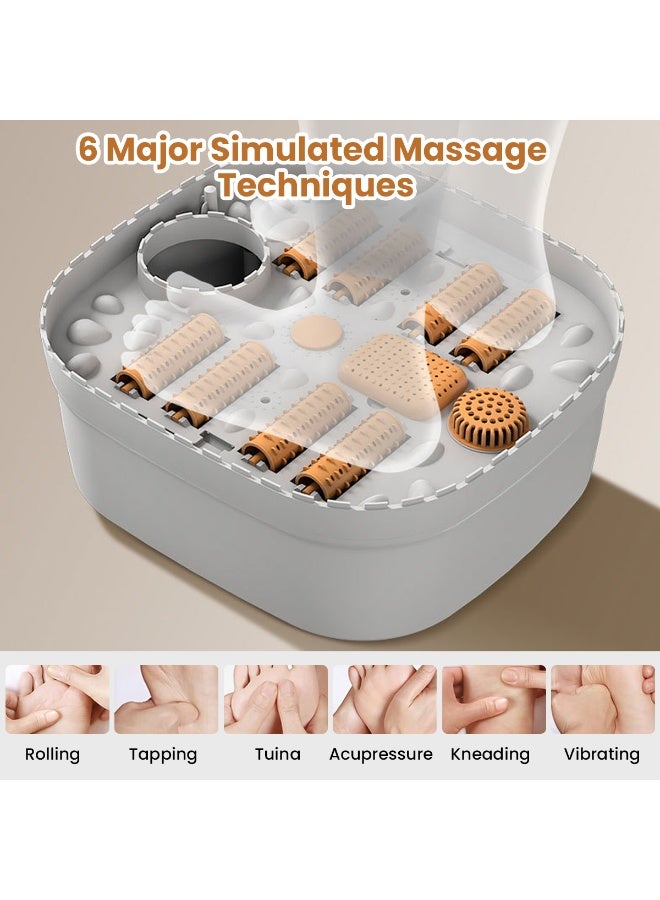 TAPIT Collapsible Foot Spa Bath with Heat Foot Massager with Two Side Supports Leakage Protector Temperature Control Bubbles Red Light Timer Feet Spa Tub Feet Soaker(White) - Image 3