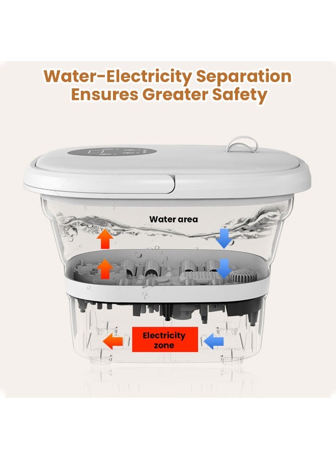 TAPIT Collapsible Foot Spa Bath with Heat Foot Massager with Two Side Supports Leakage Protector Temperature Control Bubbles Red Light Timer Feet Spa Tub Feet Soaker(White) - Image 5