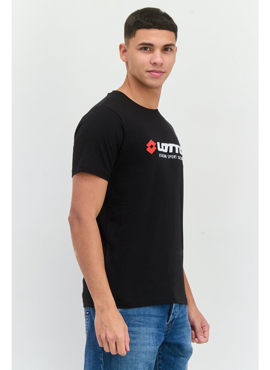LOTTO Men Sportswear Fit Short Sleeves Outdoor T-shirt, Black  - Image 2