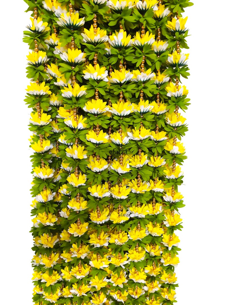 afarza Garland Toran wall Hanging for Door Entrance Handmade Home Decoration Backdrop Pooja Gift Bandarwal 4 Pieces (Yellow Golden) - Image 1