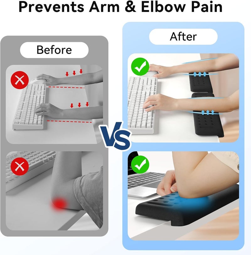 Sushret L-Shaped Desk Elbow Pad for Desk, 2-Pack Memory Foam Elbow Rest & Cushion for Table Edge Support, Non-Slip Ergonomic Armrest for Palm, Wrist & Forearm, Office Home, Separate Design,Black - Image 2