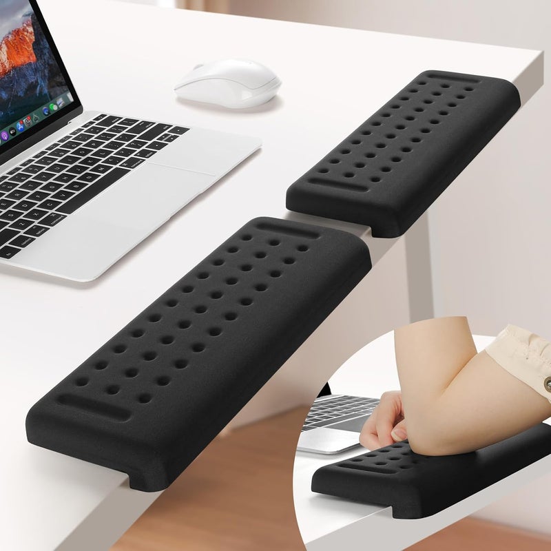 Sushret L-Shaped Desk Elbow Pad for Desk, 2-Pack Memory Foam Elbow Rest & Cushion for Table Edge Support, Non-Slip Ergonomic Armrest for Palm, Wrist & Forearm, Office Home, Separate Design,Black - Image 1