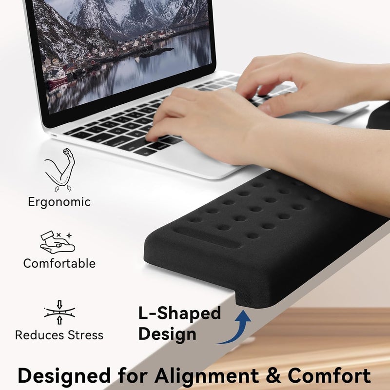 Sushret L-Shaped Desk Elbow Pad for Desk, 2-Pack Memory Foam Elbow Rest & Cushion for Table Edge Support, Non-Slip Ergonomic Armrest for Palm, Wrist & Forearm, Office Home, Separate Design,Black - Image 4