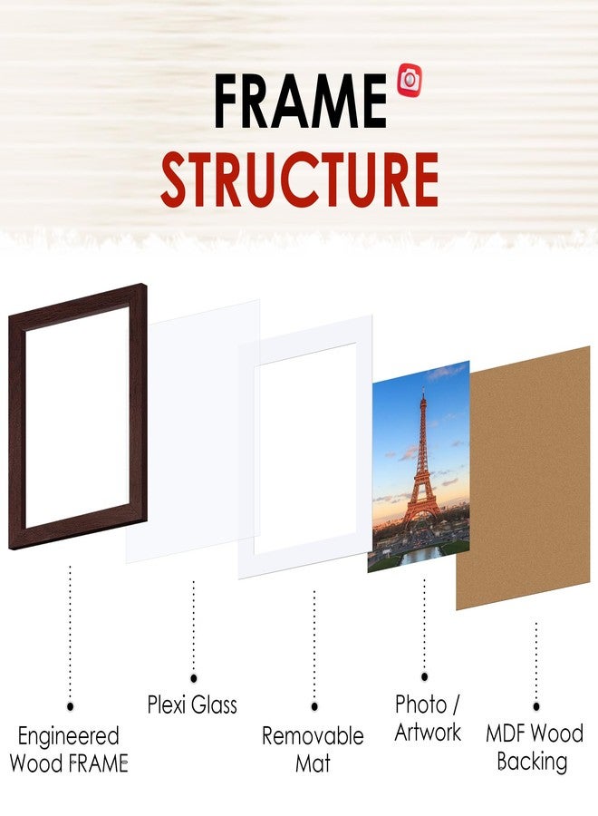 FIXSMITH 8x10 Picture Frame Set of 2, Photo Frame with HD Plexiglass, Display Pictures 5x7 with Mat or 8x10 Without Mat, Brown Picture Frames Collage for Tabletop or Wall Display - Image 3