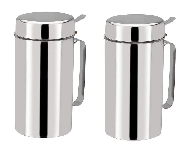 VISAXMI® Stainless Steel Oil Dispenser 1 liter (1000ml) | Oil Container for Kitchen | Leak Proof | Eco Friendly | Durable Oil Can With Handle – (Pack of 2, Silver) - Image 4