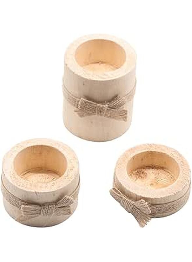 حامل شموع من الخشب الطبيعي مع ديكور نباتات مصغرة في أصيص لمائدة حفلات المنزل - Image 1