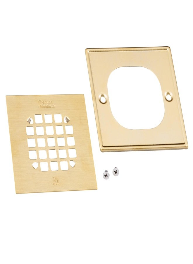 Oatey 42363 Universal 4-1/4 in. Snap-Tite Square Shower Strainer with Tile Ring in Brushed Gold - Image 1