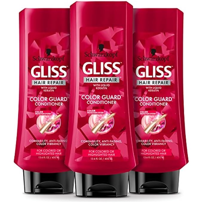 Gliss HAIR REPAIR CONDITIONER, COLOR GUARD FOR COLORED OR HIGHLIGHTED HAIR, 13.6 OUNCES (PACK OF 3) - Image 1