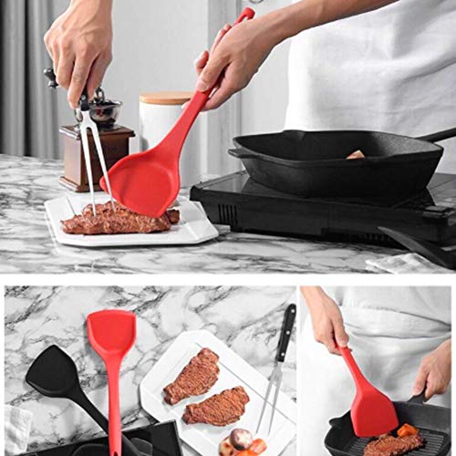 Baskety Silicone Wok Spatula Silicone Spatula Turner Non-Stick Silicone Spatula Flexible Egg Cookie Spatula Heat Resistant Kitchen Utensil for Nonstick Cookware Cooking Red Pack of 1 - Image 5