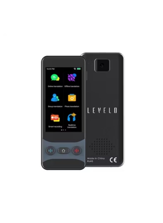 LEVELO FluentLink Smart Voice Translator Device with Built-in ChatGPT, 139 Languages, Offline & Online Translation, Real-Time Voice & Photo Translation, Dual Translation Buttons – Grey - Image 1