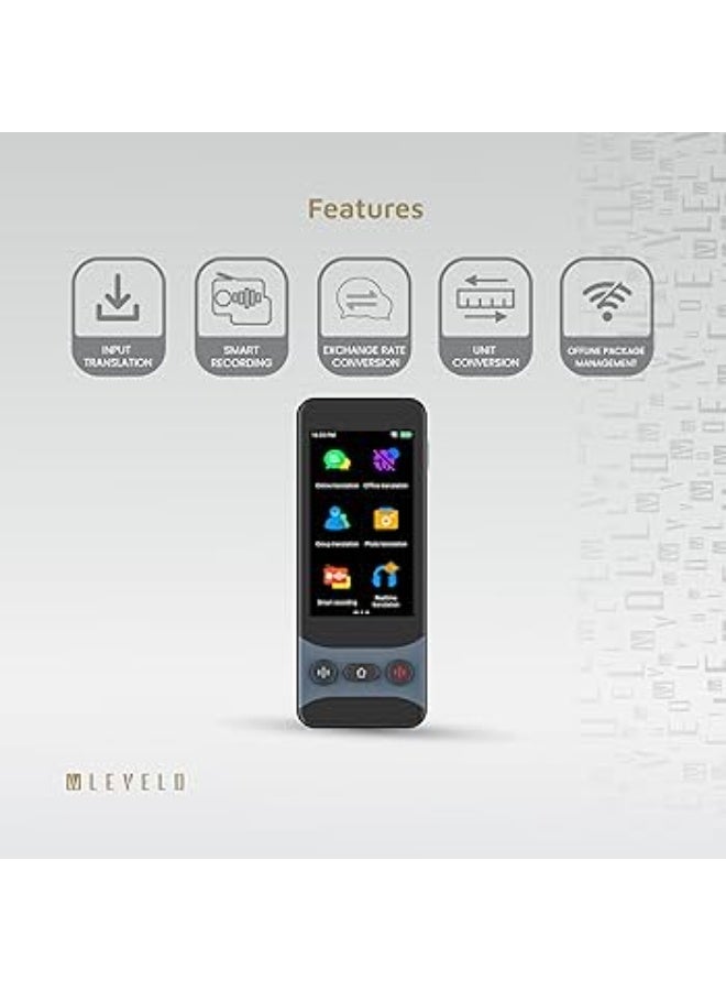 LEVELO FluentLink Smart Voice Translator Device with Built-in ChatGPT, 139 Languages, Offline & Online Translation, Real-Time Voice & Photo Translation, Dual Translation Buttons – Grey - Image 2