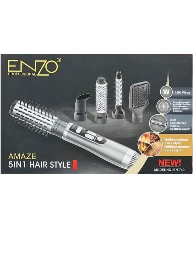 إنزو - استشوار شعر ماركة اينزو لعمل استايل الشعر مزود بفرشاة دوارة 5 في 1 ENZO - Image 1