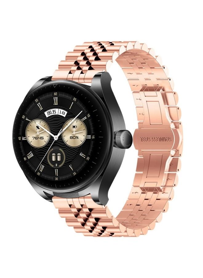 Generic - Replacement Strap For Huawei Watch Buds Five Bull Half Round Stainless Steel Watch Band + Strap Removal Tool Rose Gold - Image 1