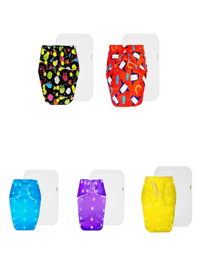 Dumbledo Premium Cloth Diaper with Cotton Insert (Pack of 5) | Hypoallergenic | Breathable | Quick Dry | Ideal for Toddlers | 3 Months - 3 Years | Unisex Baby - Image 1