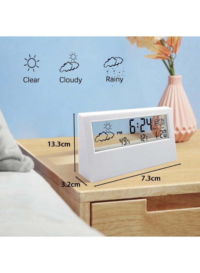 Bukela Desk Clock, Digital Alarm Clock with Transparent Modern Design, Temperature, Humidity, Snooze, Aesthetic Home Decor, Office Decor, Battery Operated Table Clock for Bedroom, Office Shelf Etc - Image 5