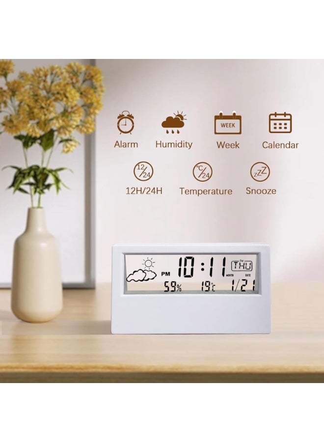 Bukela Desk Clock, Digital Alarm Clock with Transparent Modern Design, Temperature, Humidity, Snooze, Aesthetic Home Decor, Office Decor, Battery Operated Table Clock for Bedroom, Office Shelf Etc - Image 2
