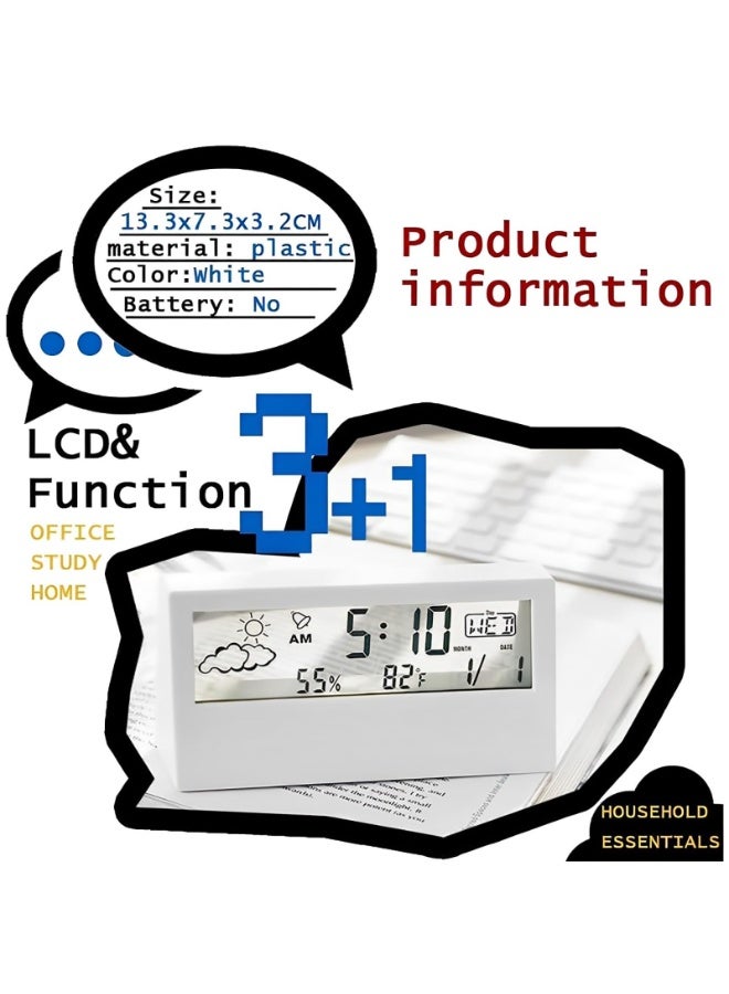 Bukela Desk Clock, Digital Alarm Clock with Transparent Modern Design, Temperature, Humidity, Snooze, Aesthetic Home Decor, Office Decor, Battery Operated Table Clock for Bedroom, Office Shelf Etc - Image 3