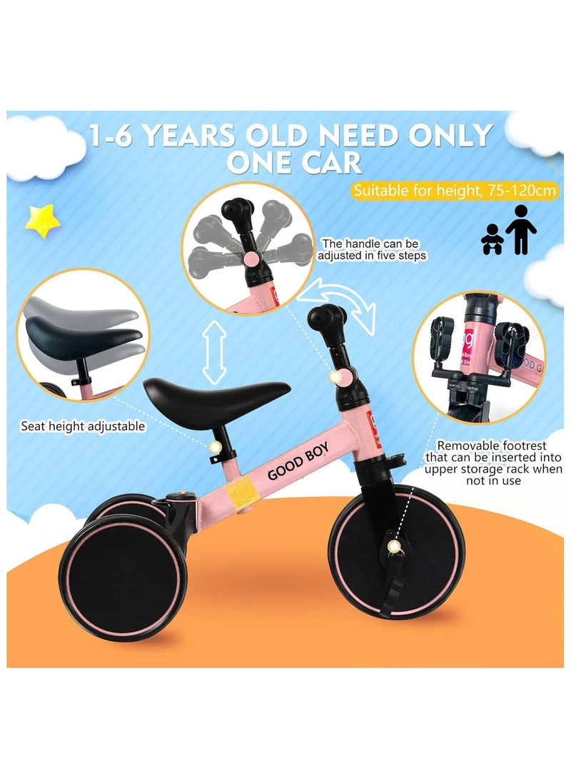 GOGO 4 In 1 Kids Tricycles Toddlers Trike with Adjustable Seat for Indoor and Outdoor Girls and Boys Pink - Image 3