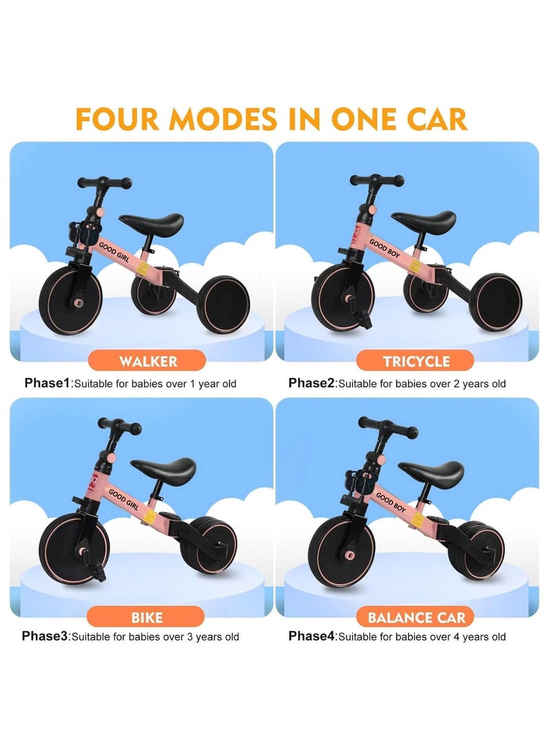 GOGO 4 In 1 Kids Tricycles Toddlers Trike with Adjustable Seat for Indoor and Outdoor Girls and Boys Pink - Image 5