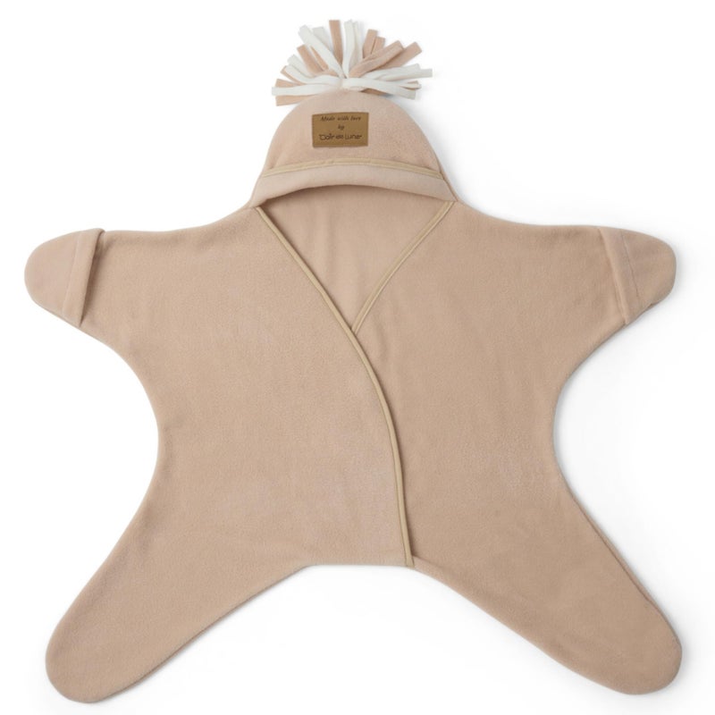 Clair de Lune Star Fleece Baby Wrap Blanket (0-6 Months) - Oatmeal - Image 1