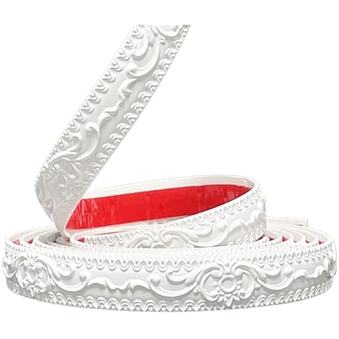 PAINTABLE WALL TRIM | CROWN MOLDING FOR CABINET MIRROR FRAME WALL EDGE HOME DECOR | PEEL AND STICK SELF-ADHESIVE DESIGN (COLOR : WHITE) - Image 2