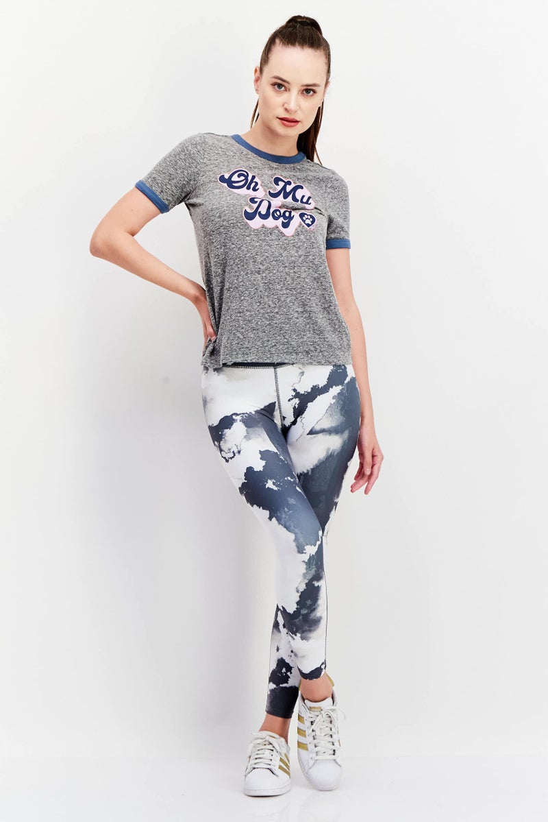 SKECHERS Women Sportswear Fit Short Sleeves Graphic Top, Grey Heather - Image 3
