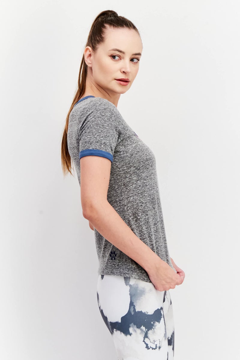SKECHERS Women Sportswear Fit Short Sleeves Graphic Top, Grey Heather - Image 2