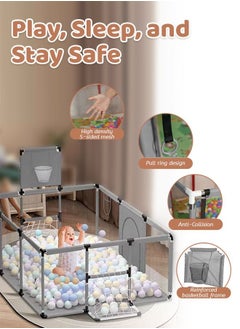 Occuwzz Children's Fence Infant Safety Activity Center Play Area Large Baby Play Pen with Basketball Hoop for Babies  - Image 3