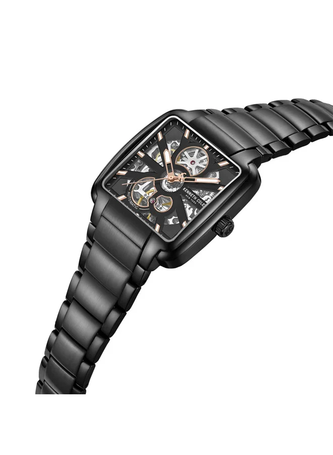 كينيث كول نيو يورك Black Dial Stainless Steel Bracelet Multifunction Watch for Men, 40mm